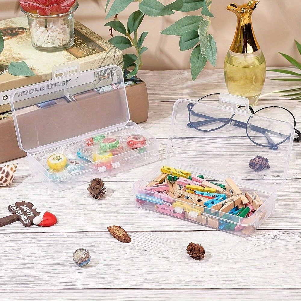 6pcs Clear Plastic Beads Storage Containers boxes with Lids 12.8x6.6x2.2cm Small