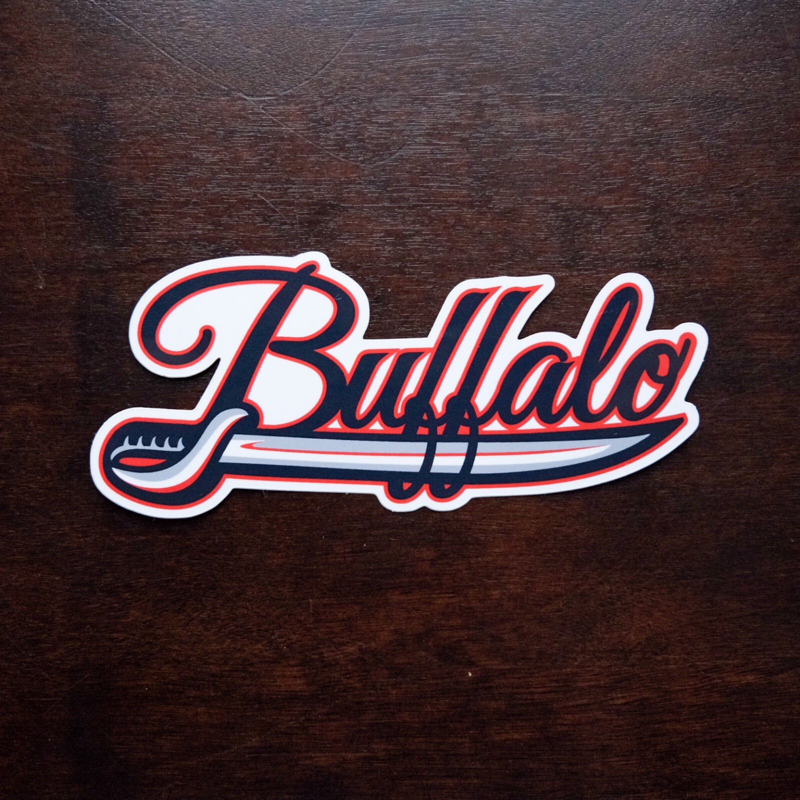Buffalo Sabres Goathead Sword Die Cut Vinyl Stickers for Hydro Flask Car Bumper
