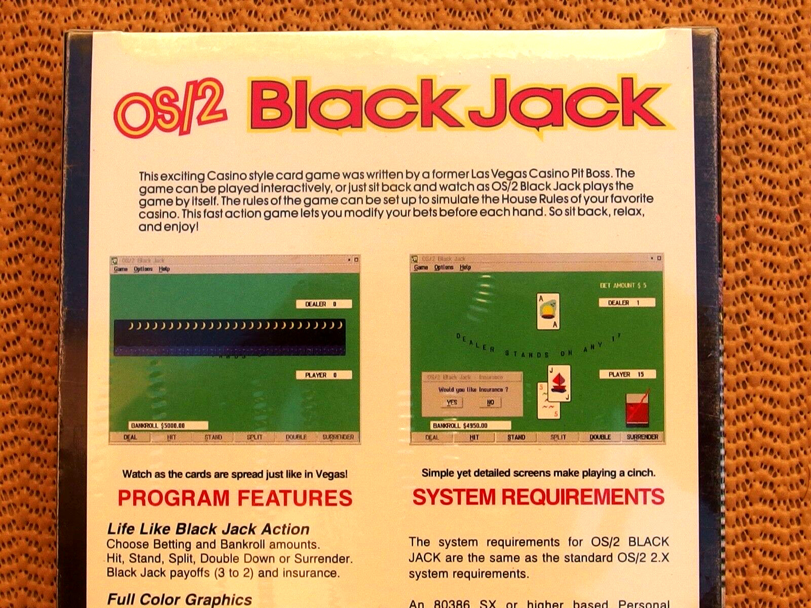 OS/2 BLACK JACK AND POKER GAME SOFTWARE BUNDLE COLLECTOR'S EDITIONS