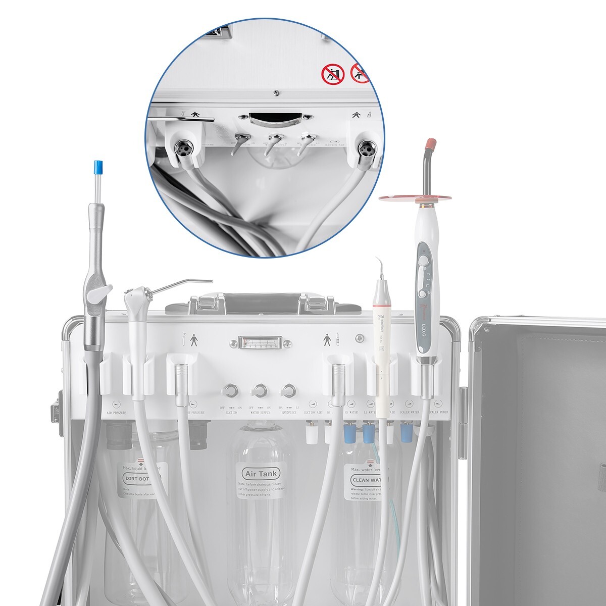 Portable Dental Mobile Delivery Unit System Air Compressor 4Hole Strong Suction