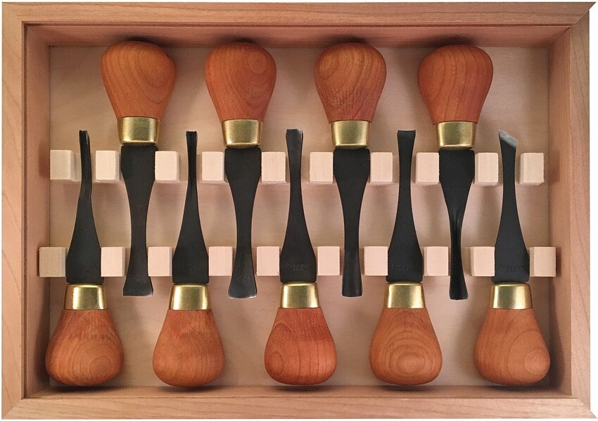 Flexcut Premium Deluxe Palm Set, Stainless blade, Cherry wood # FLEXFRP405