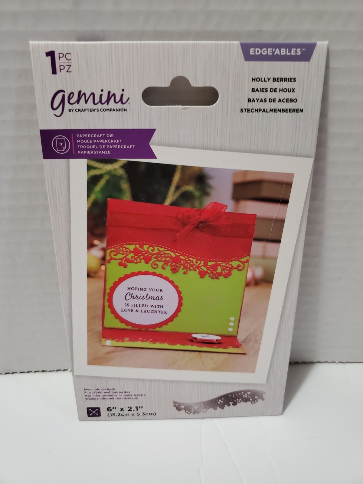 CCH3 Crafters Companion Edgeables Holly Berries 6" X 2.1" Die New