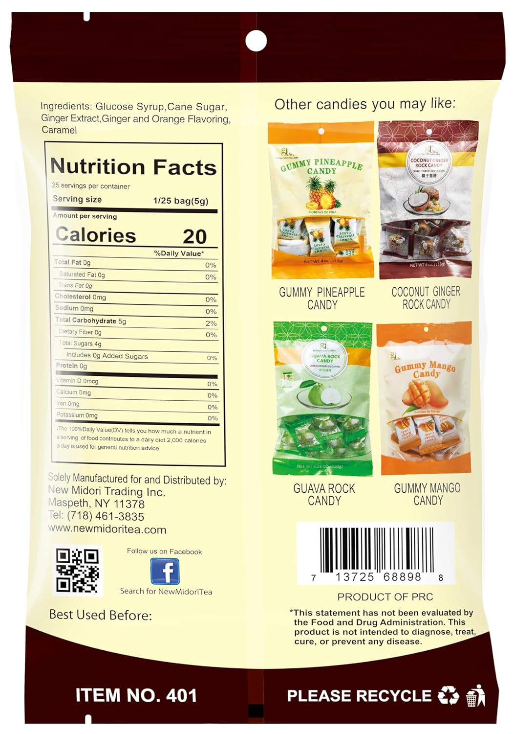 Amber Ginger Rock Candy (2-Pack) FREE SHIPPING