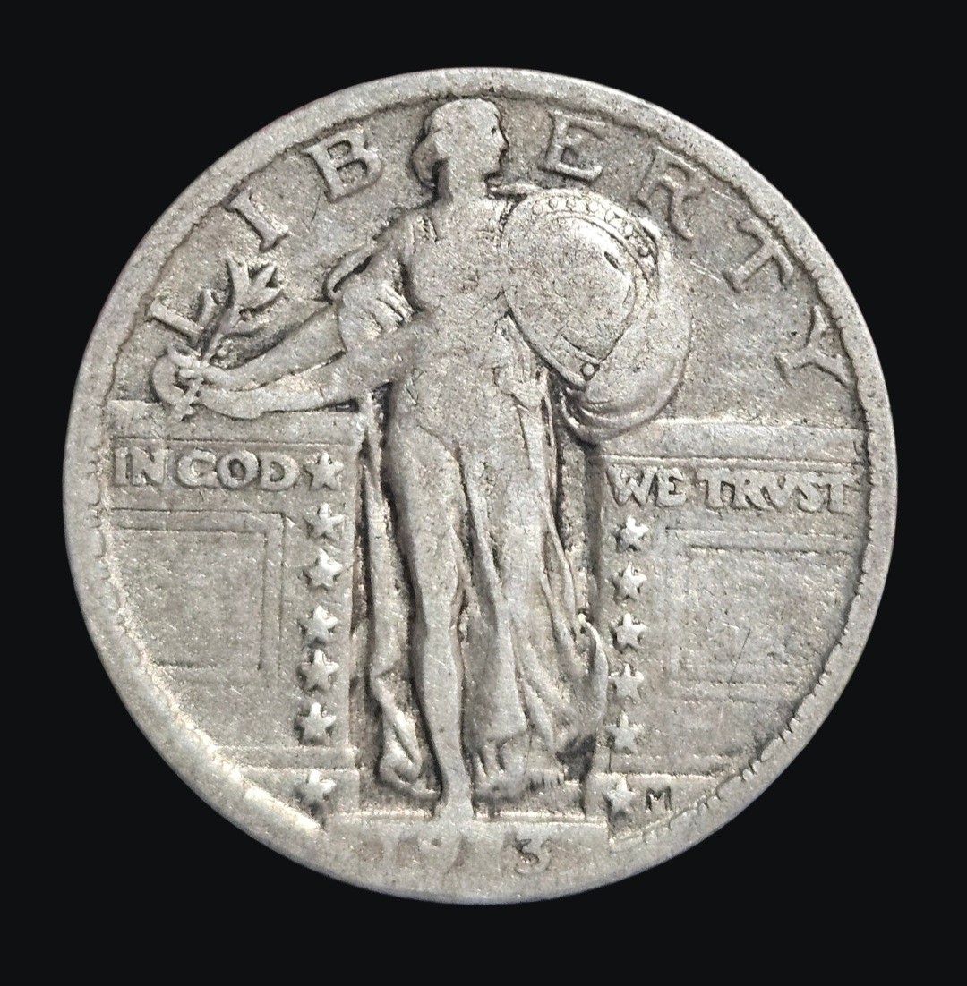 1923 25C Standing Liberty Quarter F/VF Condition 90% Silver