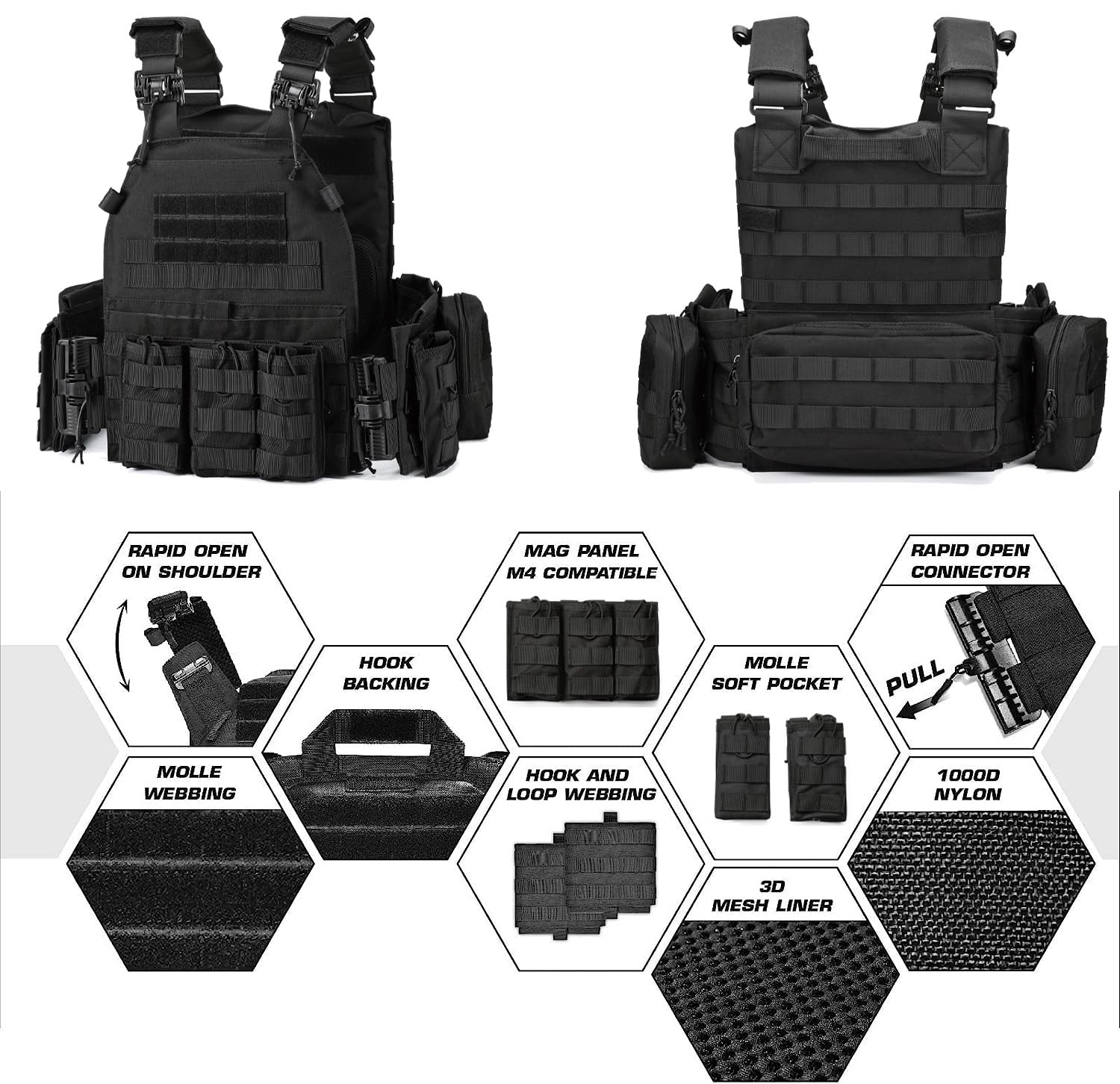 Tactical Backpack, Water-Resistant Concealed Carry Bag with Adjustable Holste...