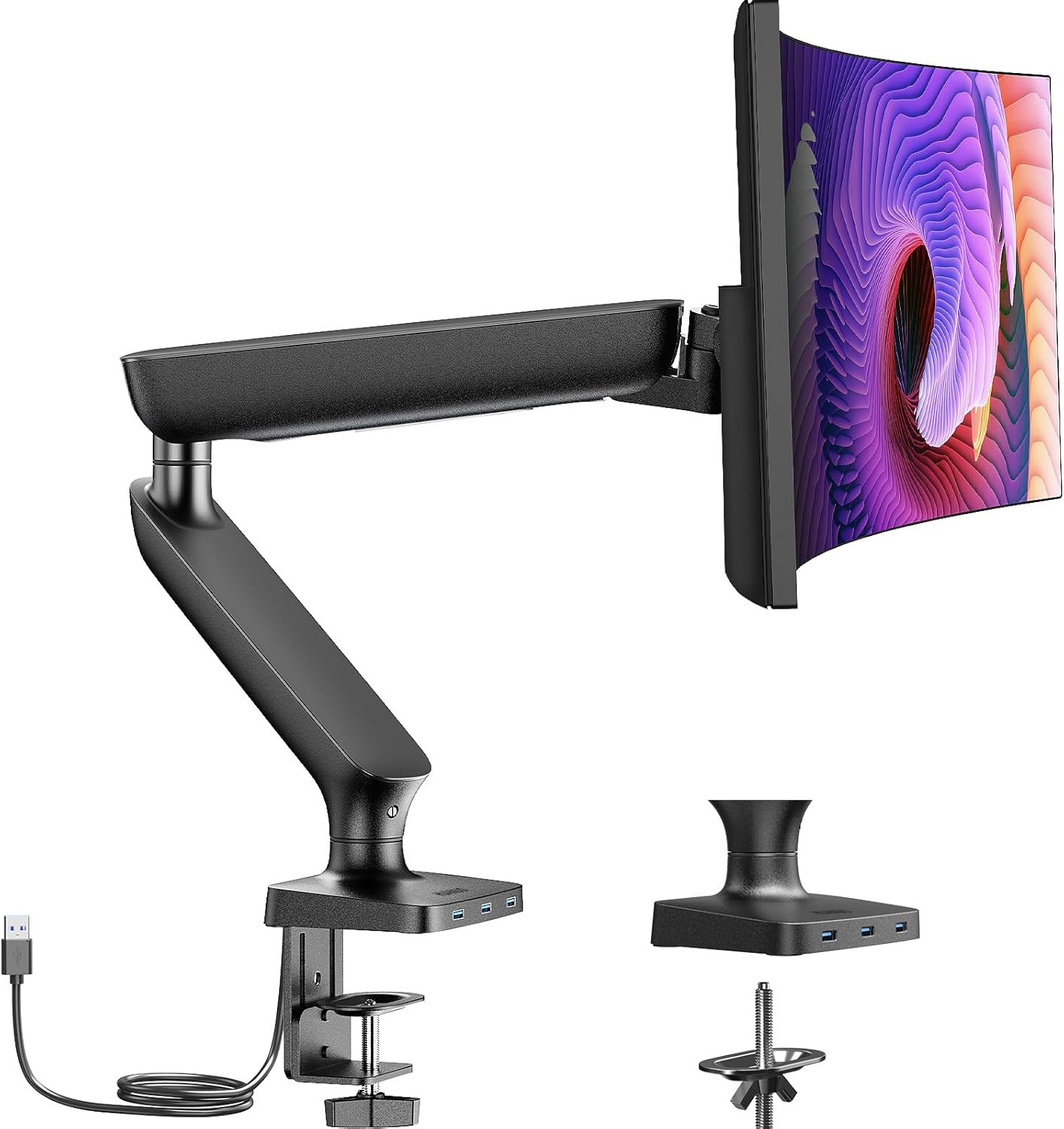 Single Monitor Arm for 13-49 Inch Screens, Adjustable Gas Spring Monitor Mount H