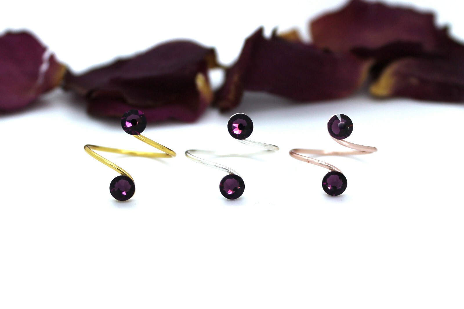 Premium Range Toe Rings Choose a Finish made with Amethyst Swarovski  Elements