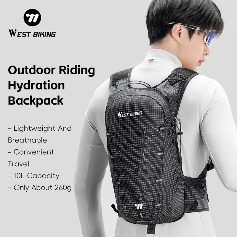 WEST BIKING Black Hiking Backpack Sports Camping Climbing 10L without Water Bag