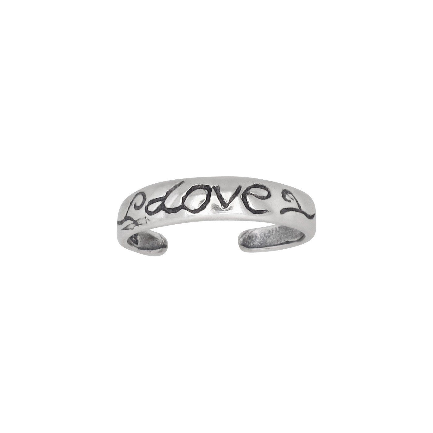 Sterling Silver .925 Love Engraved Toe Ring Adjustable Size | Made In USA