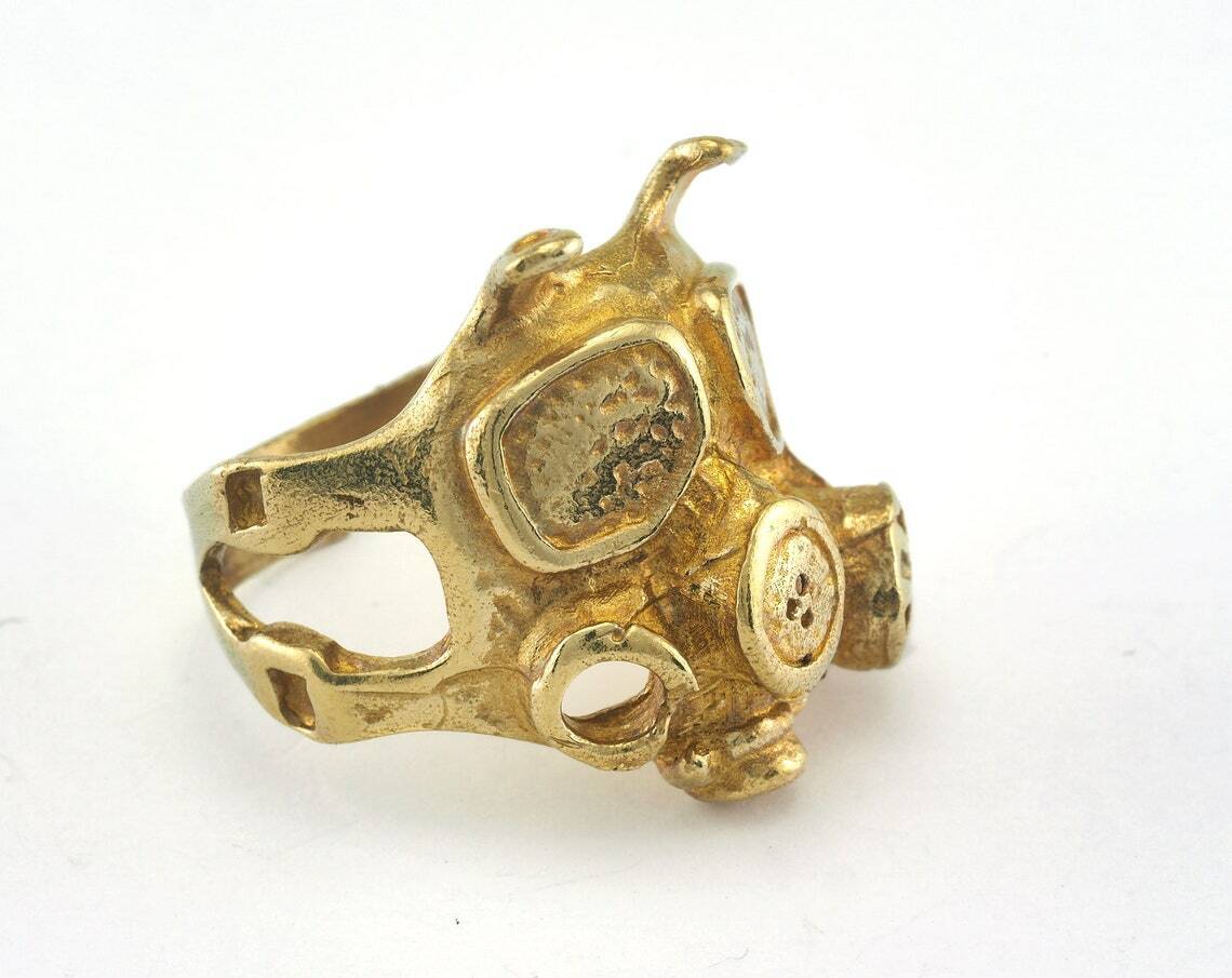 Gas Mask Adjustable Raw brass (19.5mm 9.5US inner size) 3384 ring27