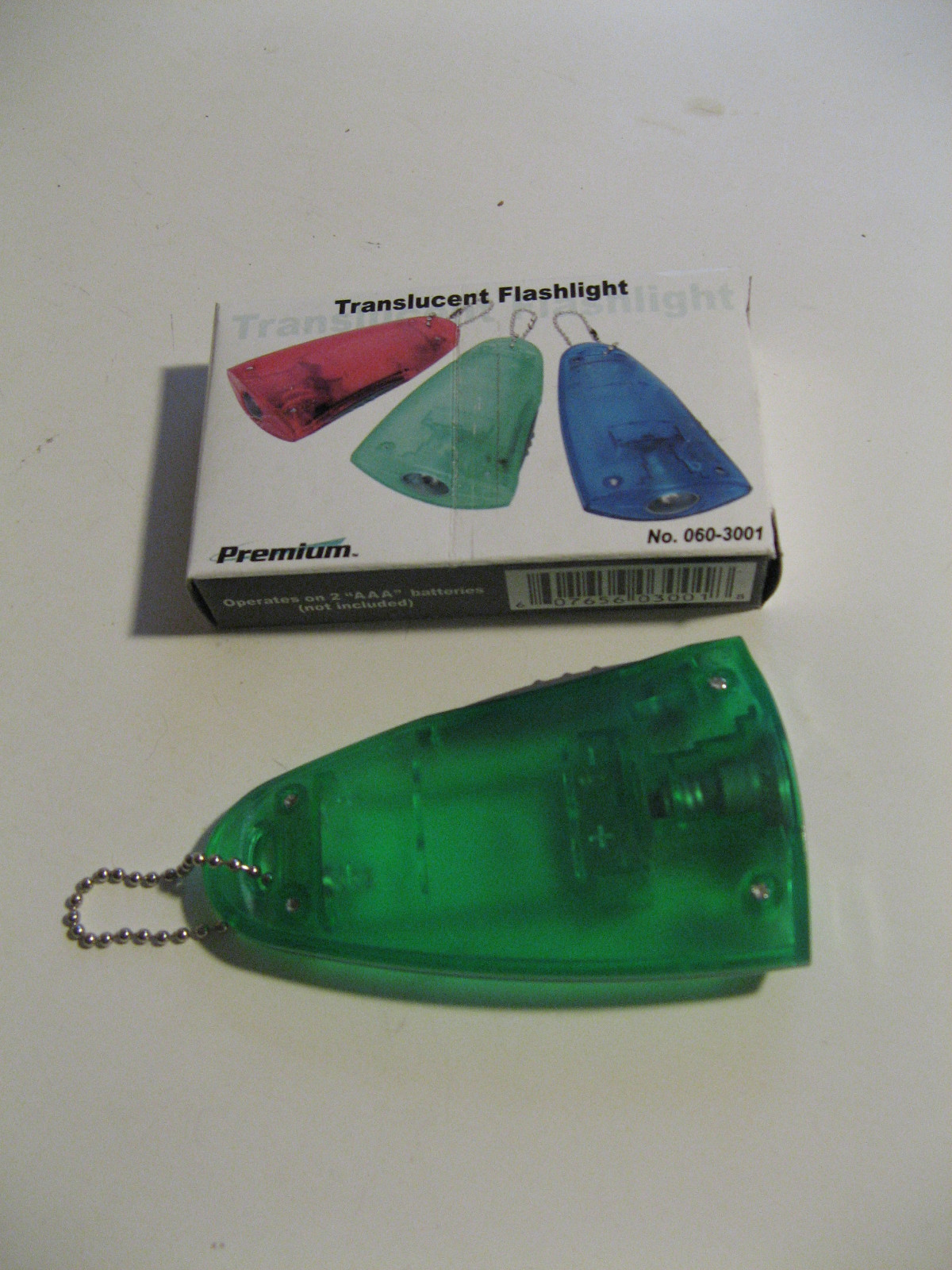 Translucent Flashlight from Premium. Green. New and Useful.