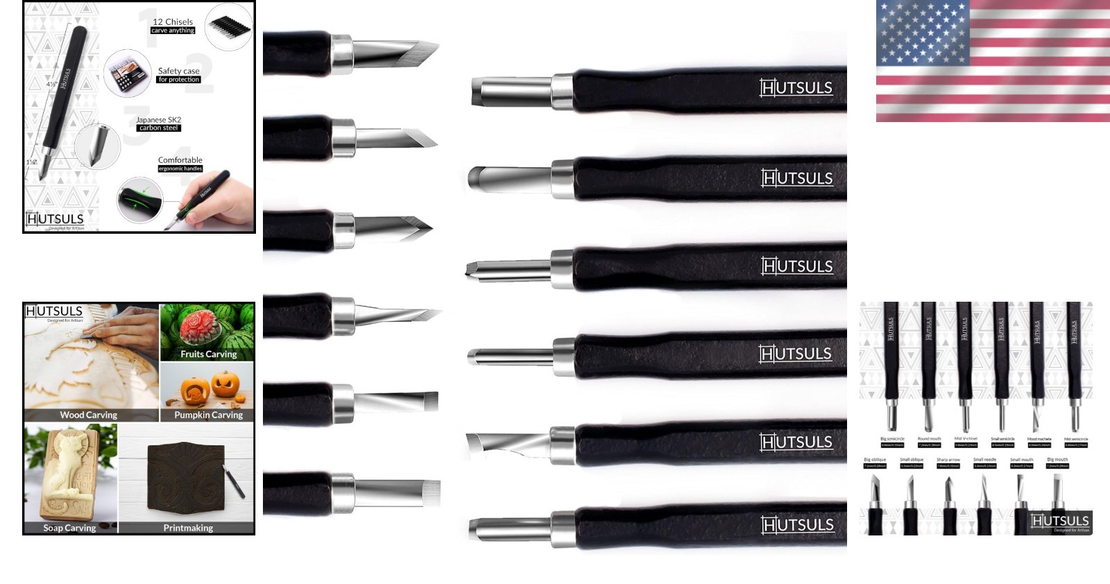 12-Piece Wood Carving Tools Set for Beginners: Safe, Sharp & Ergonomic