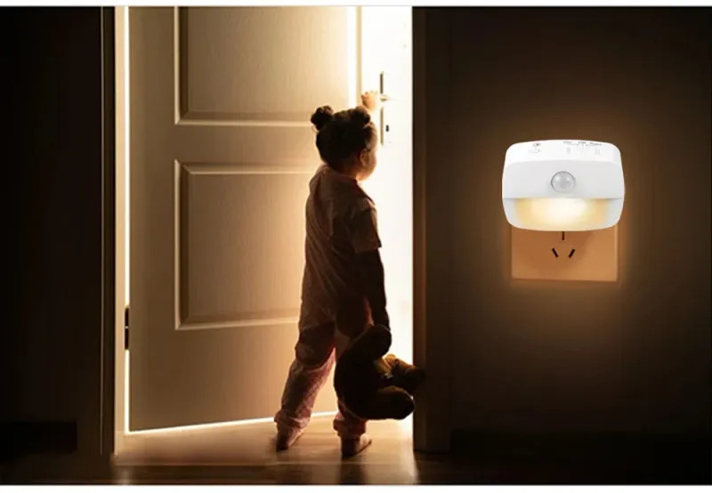 LED Night Light EU Plug In Smart Motion Sensor Light 220V Wall Lamp for Home...