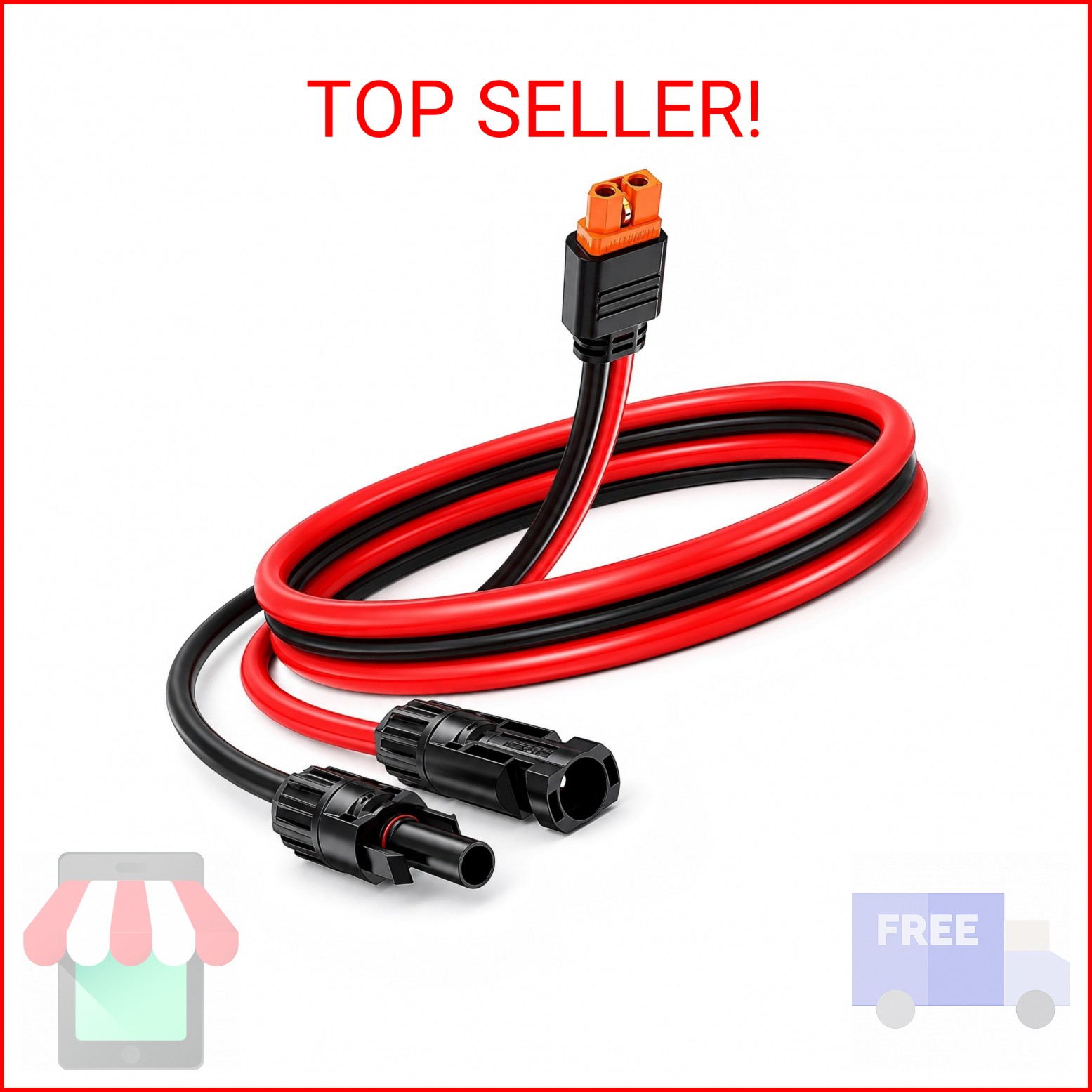 Solar Panel Cable for Ecoflow Anker SOLIX 12AWG, 10FT/3M Compatible with MC-4 to
