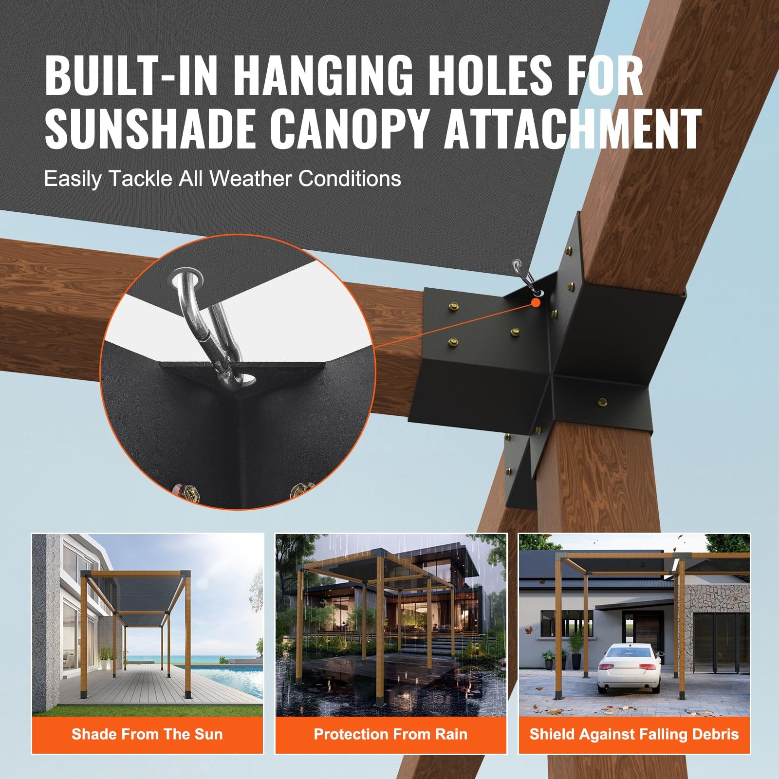 4Way Pergola Bracket, 4"x4" 2Pack Heavy Duty Corner Brackets for Wood Beams, ...