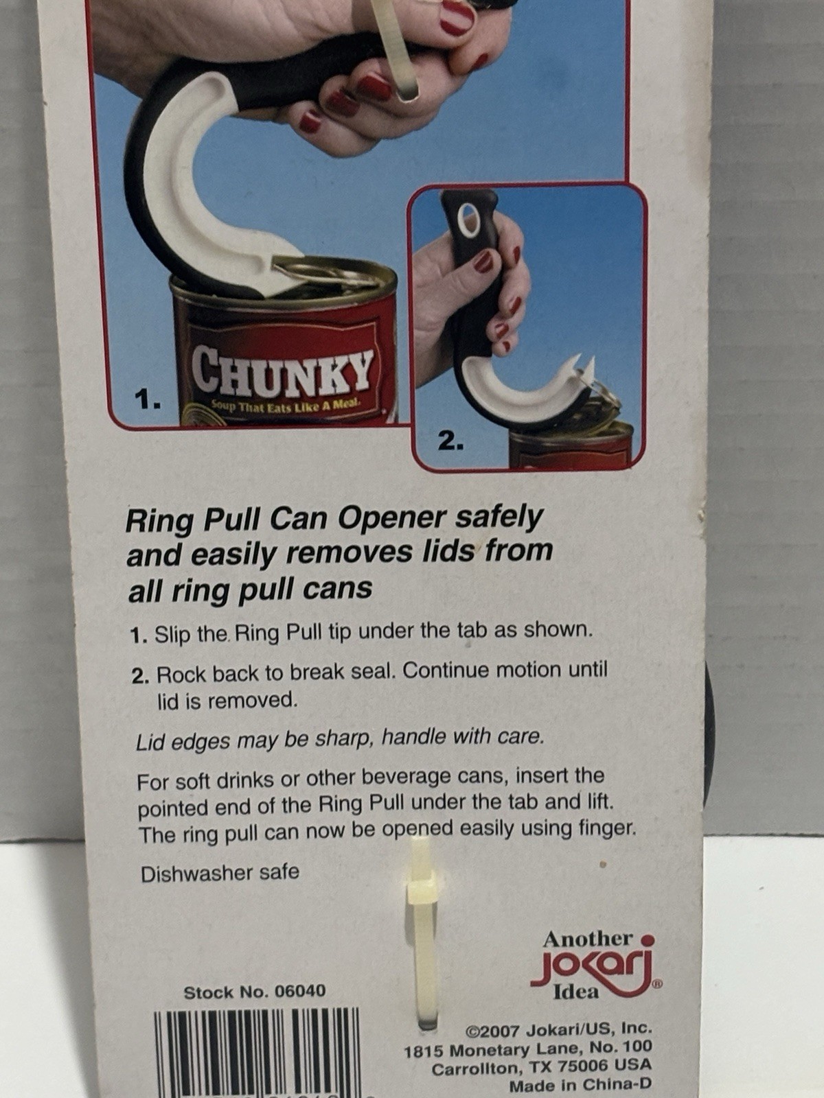Jokari Ring Pull Can Opener - Non Slip Grip Kitchen Lid Hand Helper A-6 NWT 2007