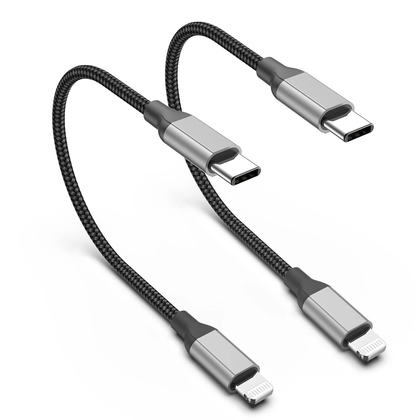 USB C to Lightning Cable 1ft, 2pack Short Iphone Charger Cord Mfi Certified Brai