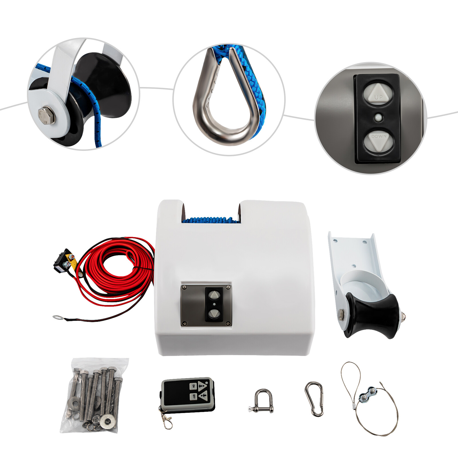 Marine Anchor Winch Saltwater Boat Windlass Anchor 25LBS Electric Anchor Winch