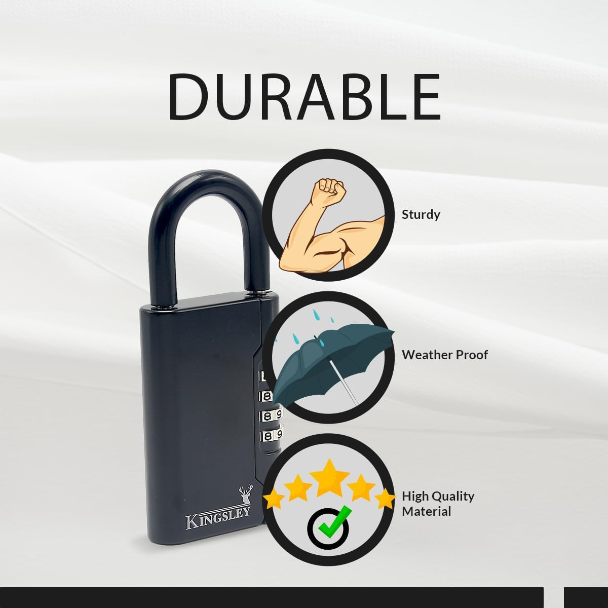 Portable Key Lock Box Resettable Combination Key Safe Black