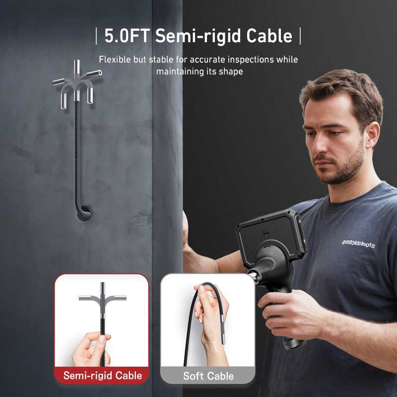 Ralcam 360° Joystick 5" Endoscope Camera with Light Inspection Camera Borescope