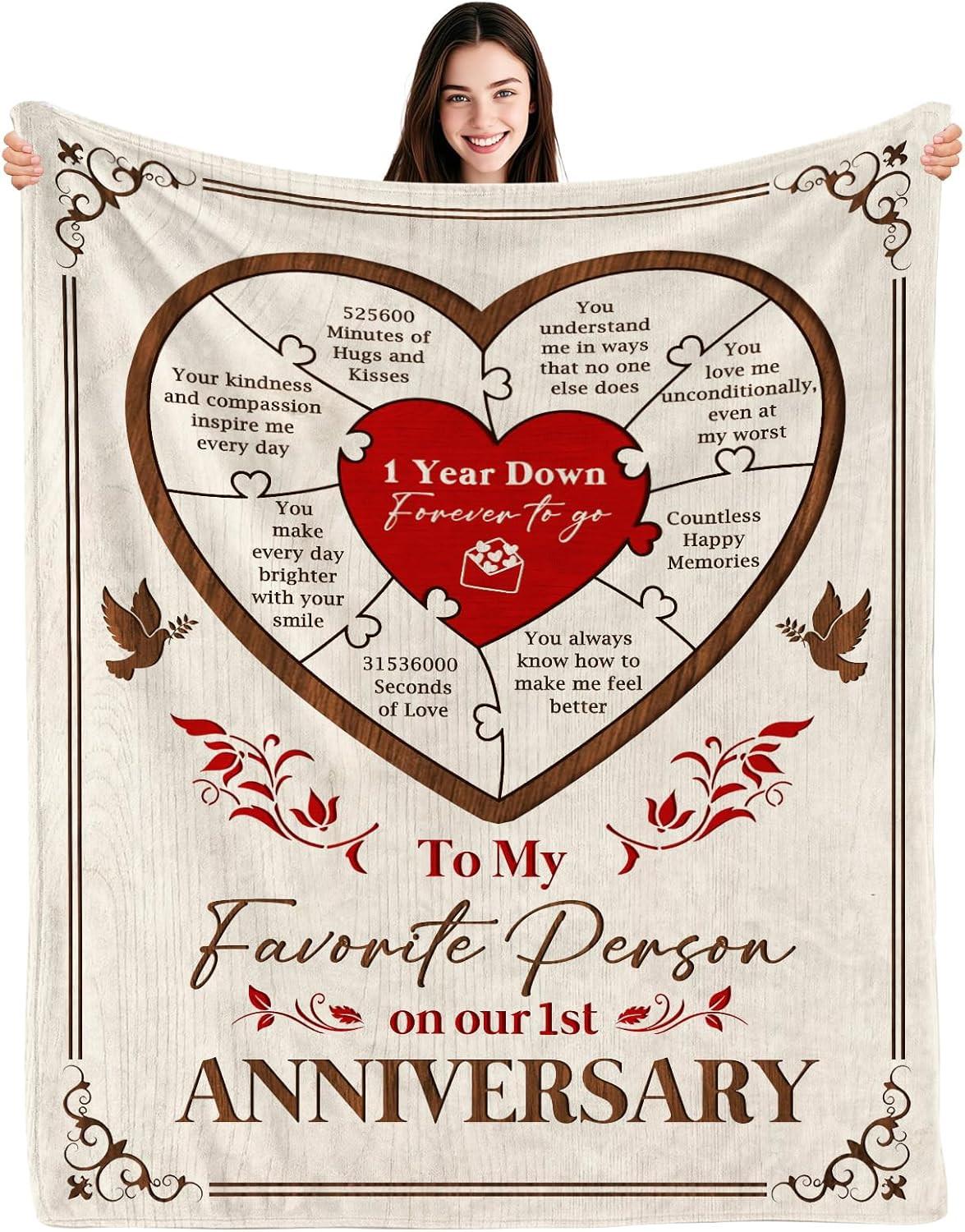 1 Year Anniversary Blanket Gifts - One Year Wedding Anniversary Marriage Gifts f