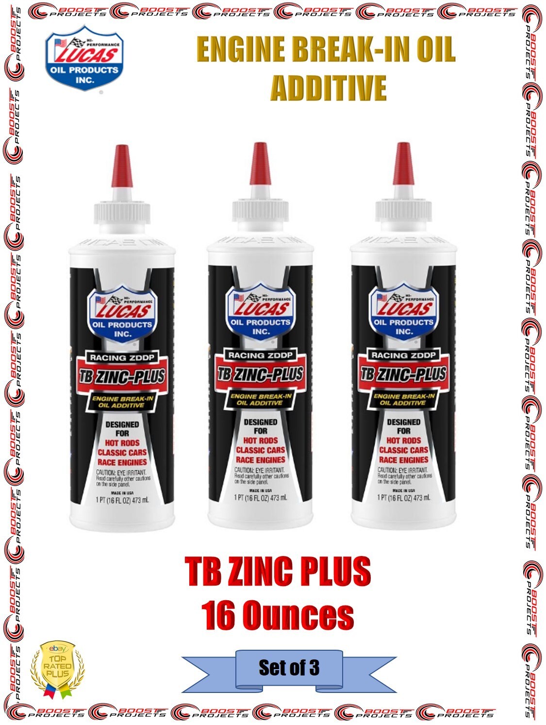 Lucas TB Zinc Plus Engine Break-In Oil Additive 16oz / 473 ml Set of 3 10063