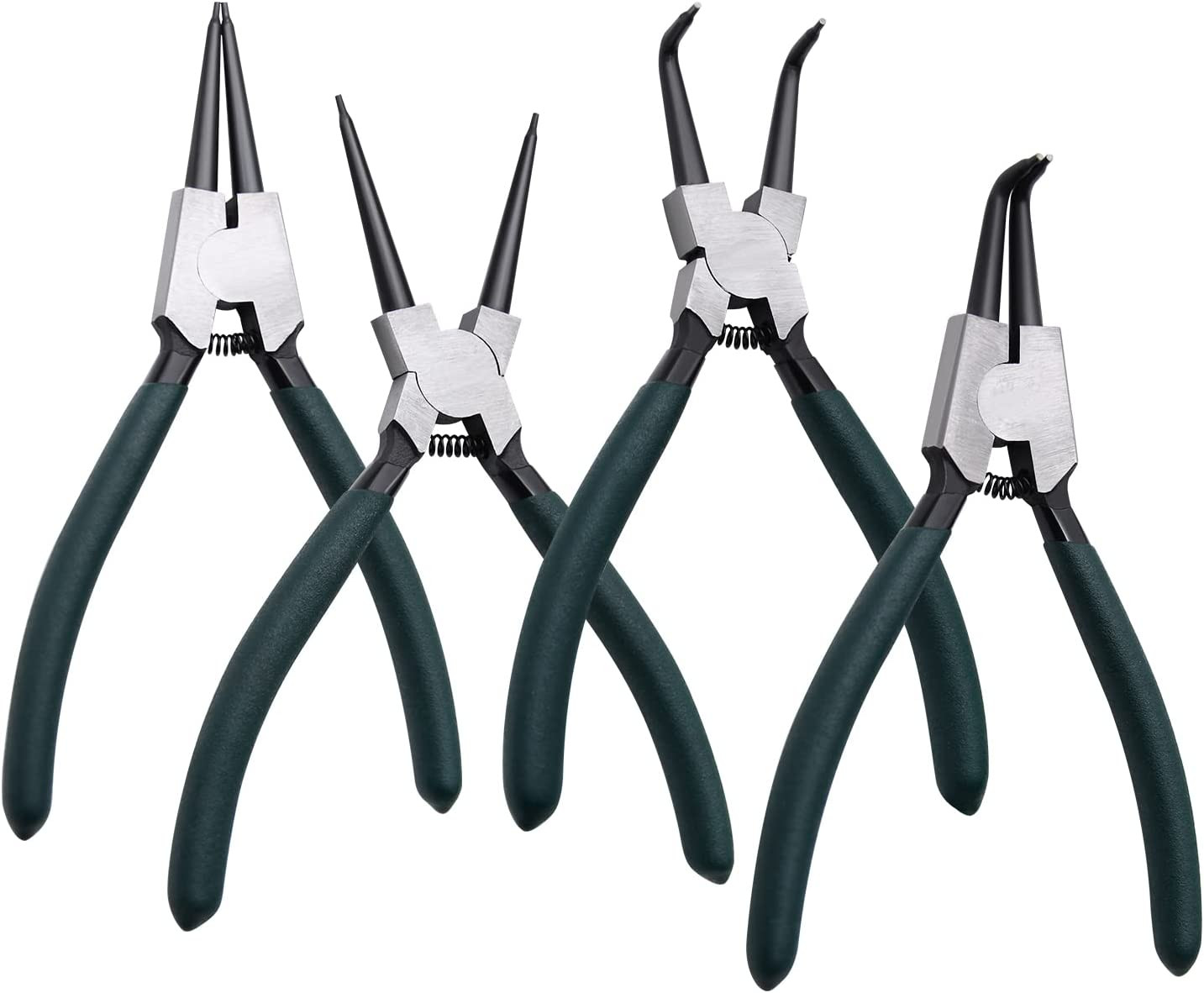 7-Inch Snap Ring Pliers Set, 4-Piece with 5/64-Inch Tips for Retaining Rings