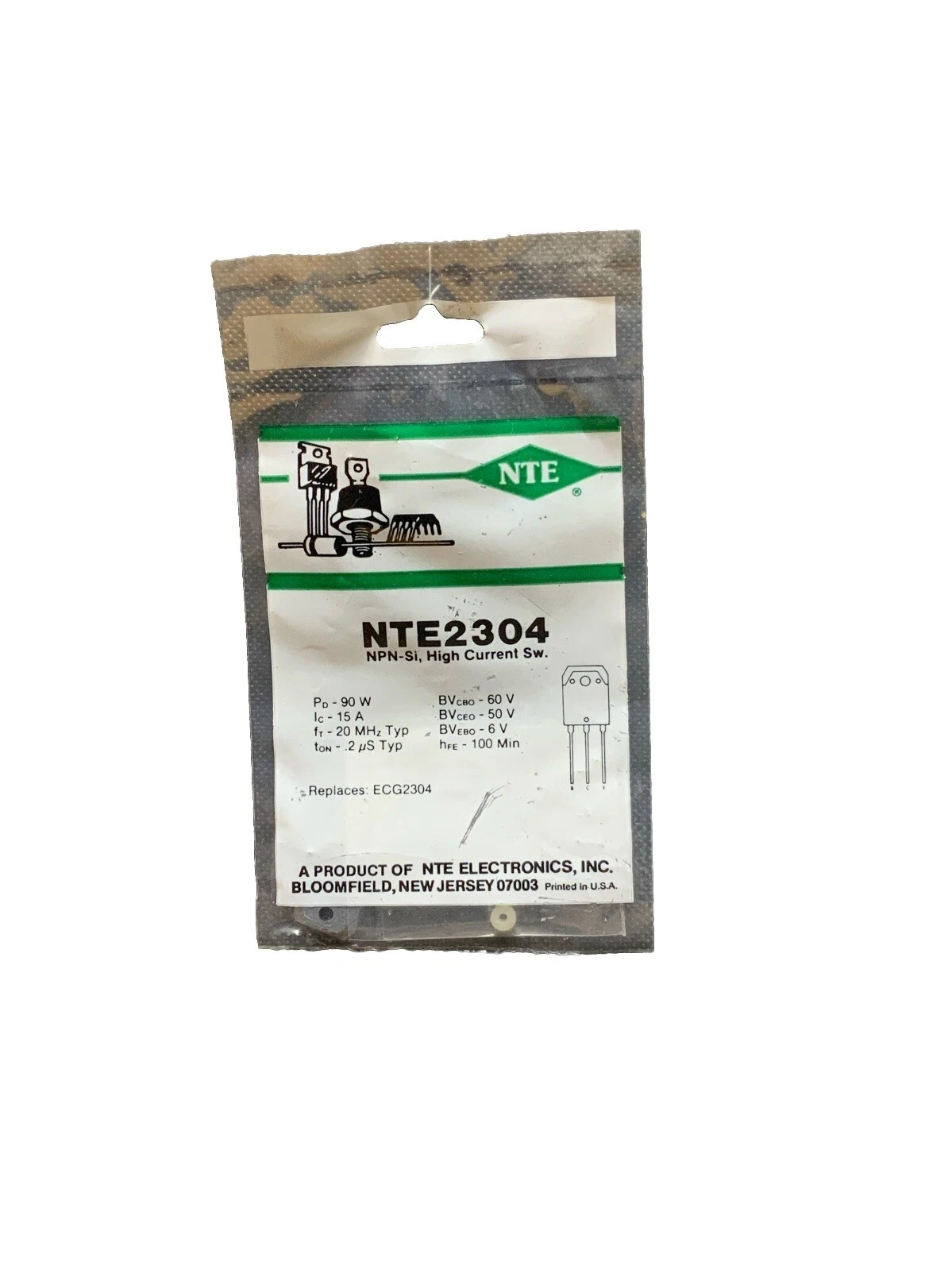 2 pcs.  NOS NEW NTE2304 NPN Si, High Current Switch (ECG2304)
