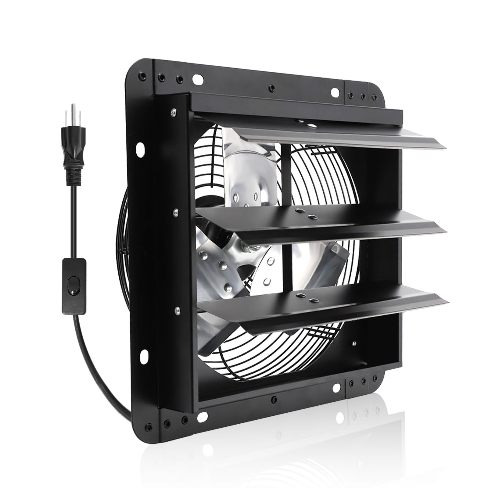 12 Inch Shutter Exhaust Fan,Wall Mount Ventilator Fan with ON/OFF Switch,Atti...
