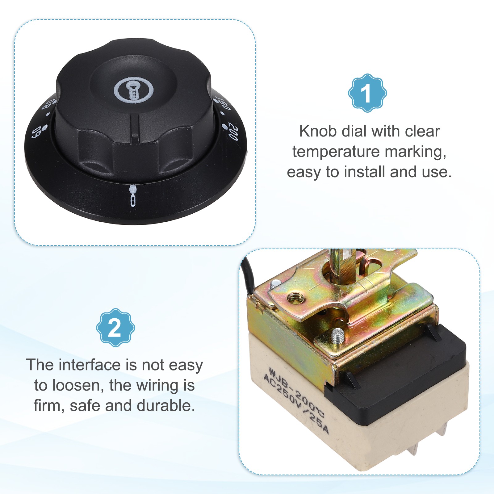 Temperature Control Switch 250V, 25A 60-200°C Capillary Thermostat