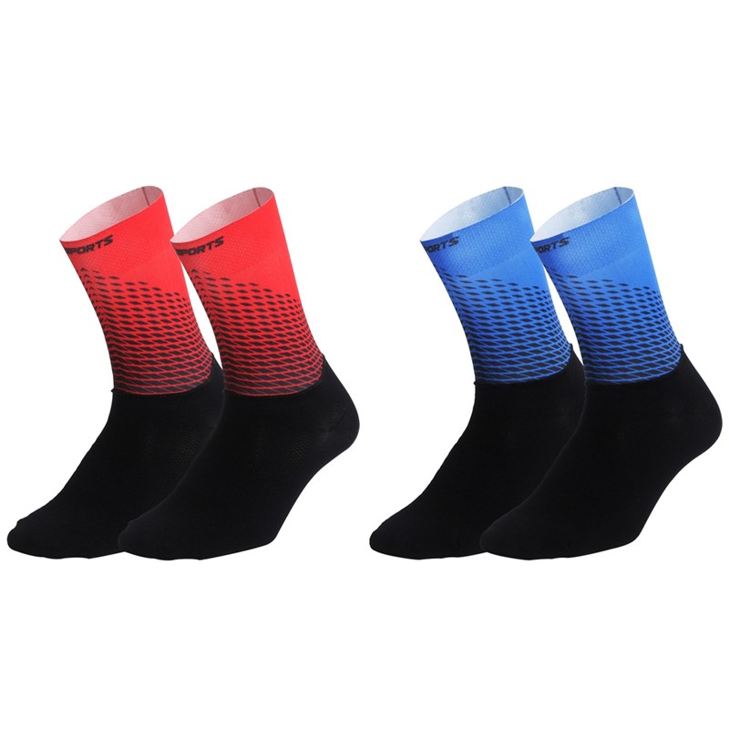 2Pairs Cycling Socks Riding Bicycle Bike Sports Ankle Socks XC MTB BMX Blue Red
