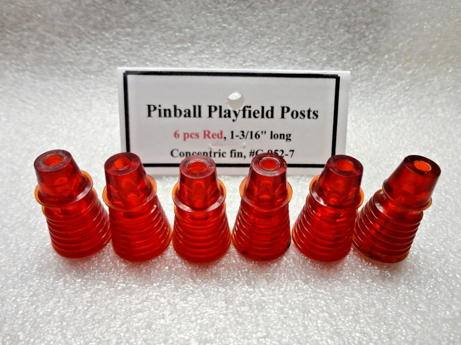 Pinball Playfield Plastic Posts, Red 1-3/16" Tall, Concentric Fin Style, 6 pcs