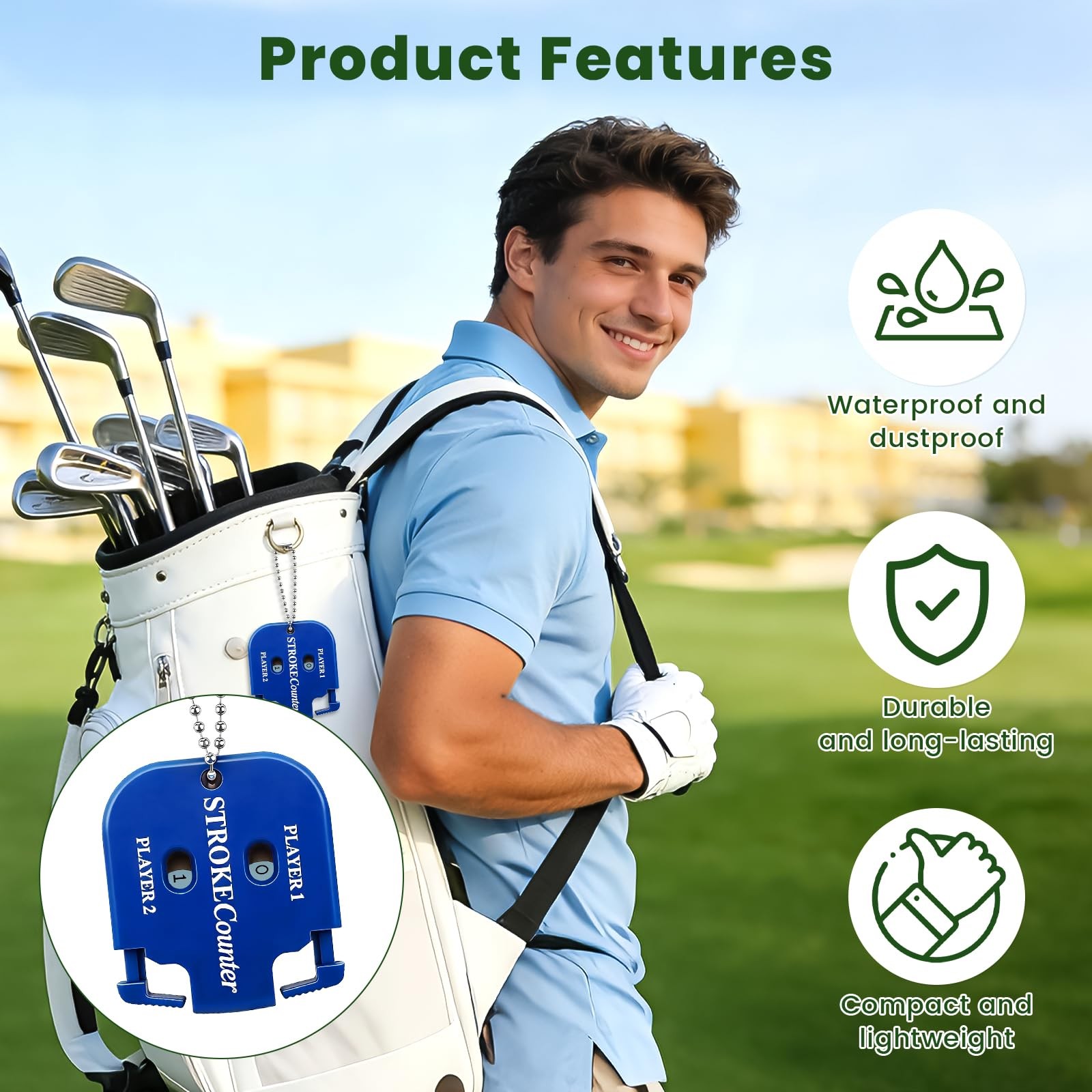 4 Pcs Golf Stroke Counters, Portable Golf Score Counter, 2-Player Score Count...
