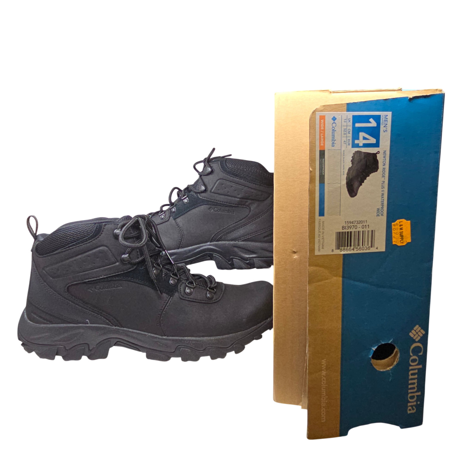 Columbia Men's US 14 Wide Black Waterproof Work Hiking Boots Omni-Grip Outdoors