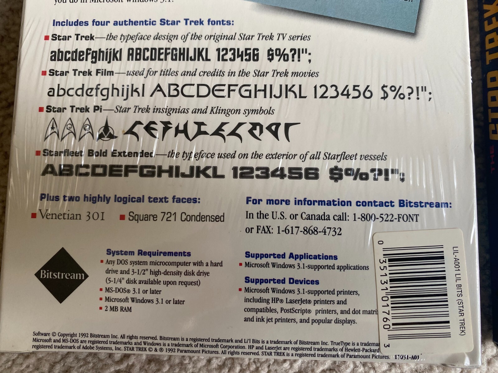 1992 The Star Trek Font Pack MS-DOS Or Windows 3.1 Computer NEW SEALED & OPENED