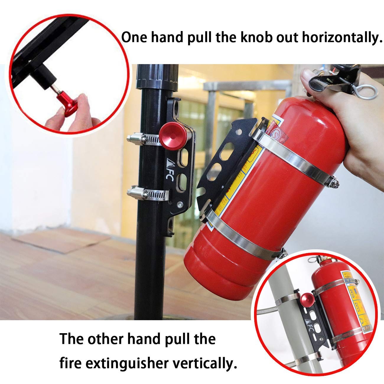 MFC New Universal Aluminum Adjustable Roll Bar Fire Extinguisher Mount Bottle...
