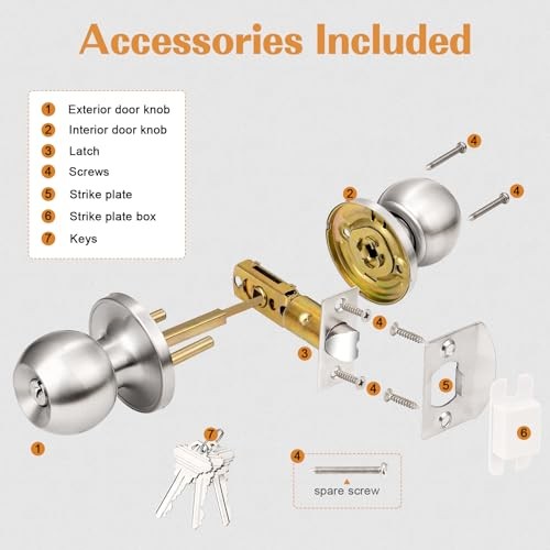 Door Locks Knobs with Same Key 8 Pack Cylindrical Keyed Entry Ball Knob