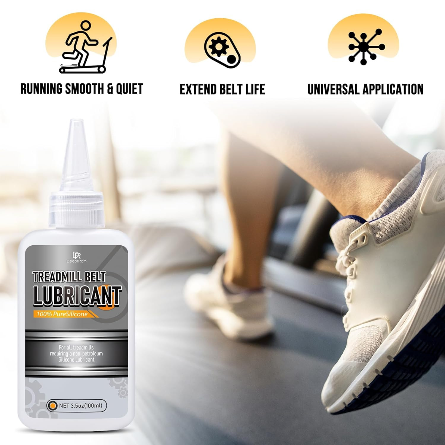 Silicone Treadmill Lubricant - 7Oz Treadmill Lube with Application Tubes, 100% S