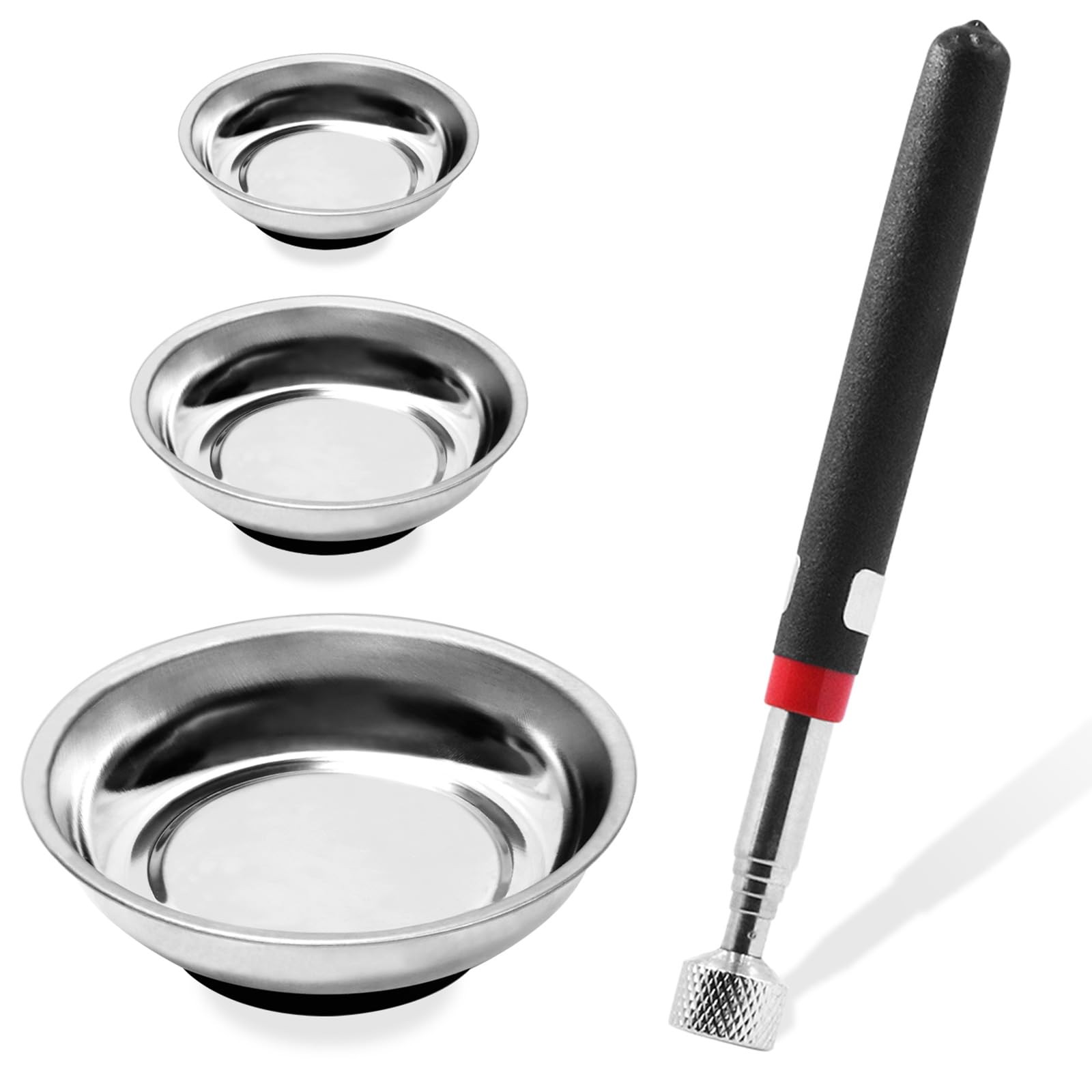 Glarks 4Pcs Magnetic Tool Trays with Pickup Set, 3" 4" 6"...