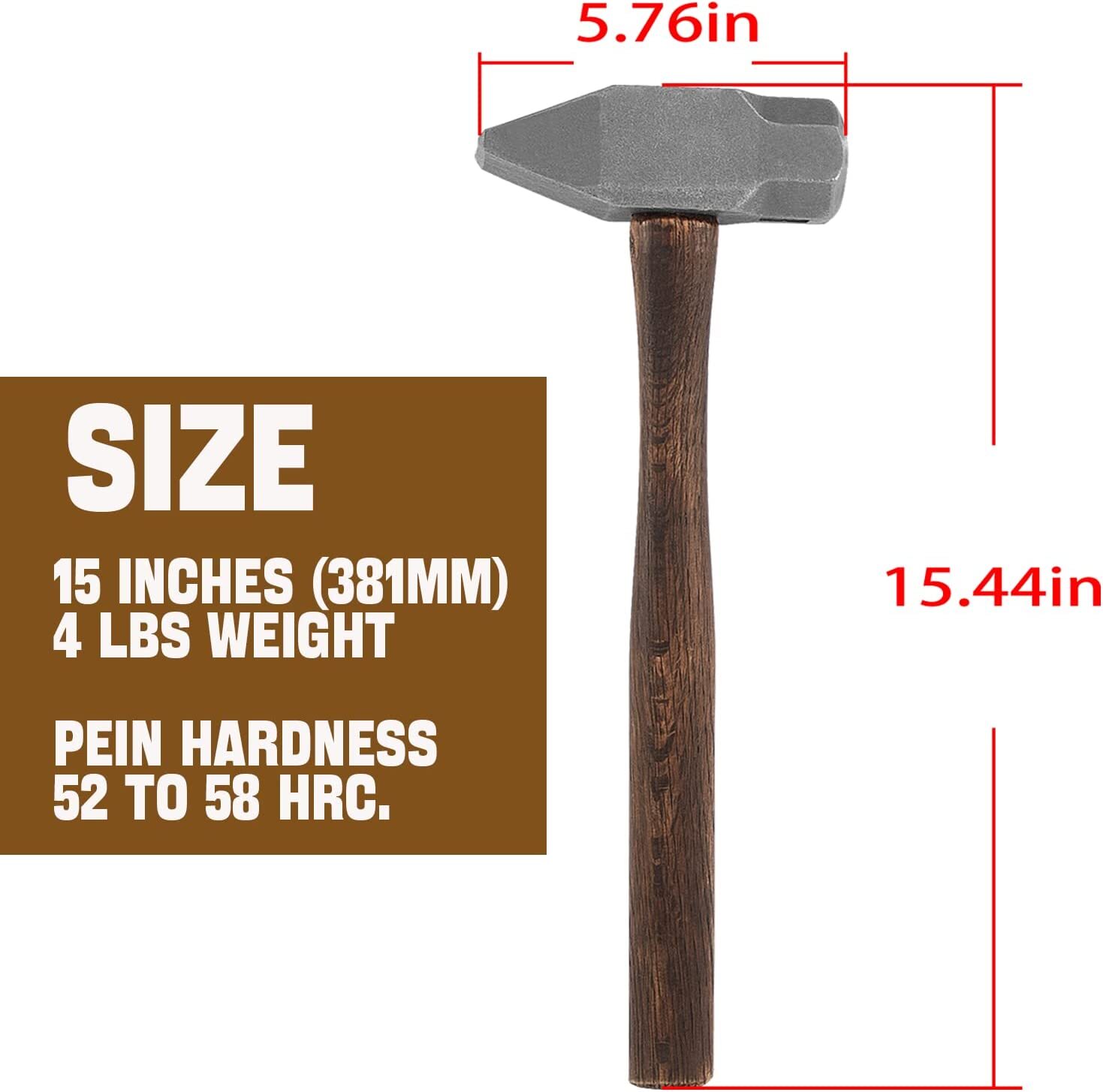 Blacksmith 4LB Forge Hammer for Farrier Knife Making Handmade Forging Tool USA