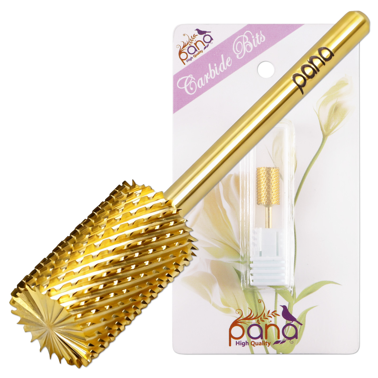 USA Professional 3/32" Big Pink & White Nail Drill Carbide Bit- (Gold, Medium)