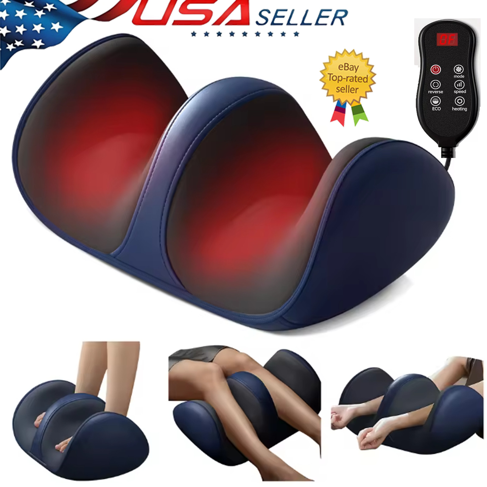 Heated Shiatsu Foot Calf Massager Machine Kneading Rolling With Heat Pain Relief