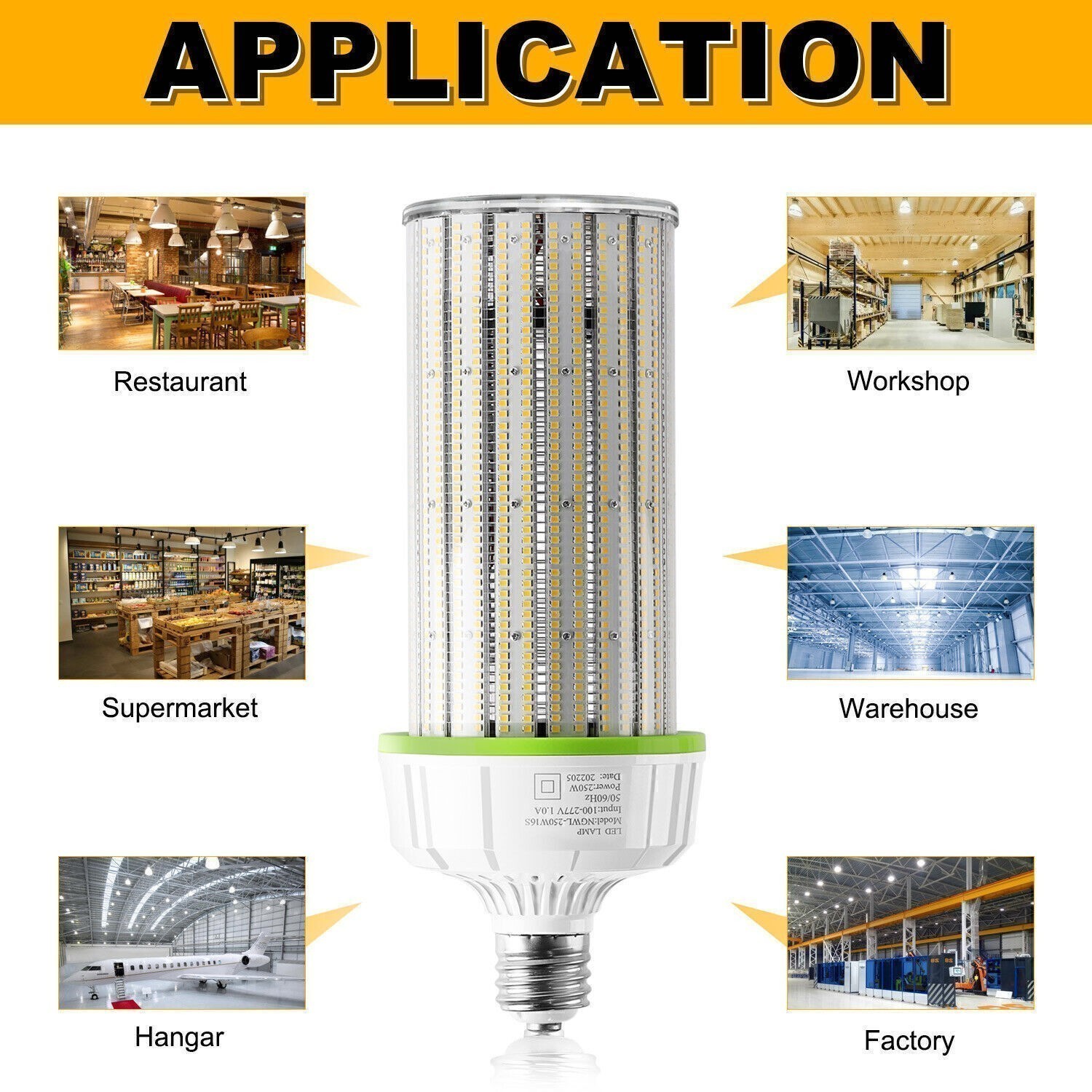 12Pack 250W LED Corn Light Bulb 5000K E39 Base, Warehouse Workshop High Bay Lamp