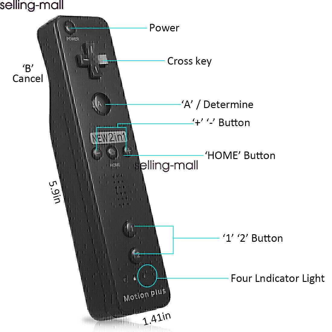 Built-in Motion Plus Wii Remote & Nunchuck Controller for Wii Wii U Console