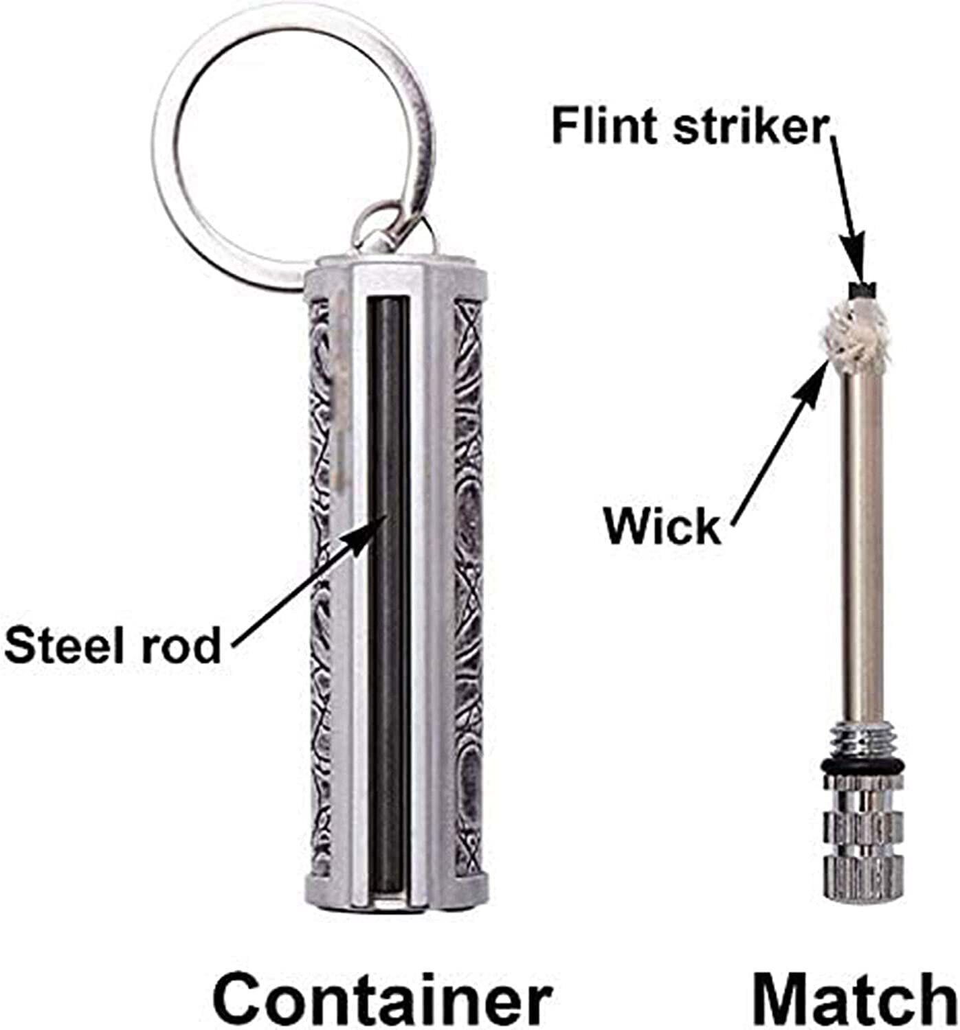 2PCS Fire Starter Emergency Tool Flint Match Lighter Camping Survival Keychain