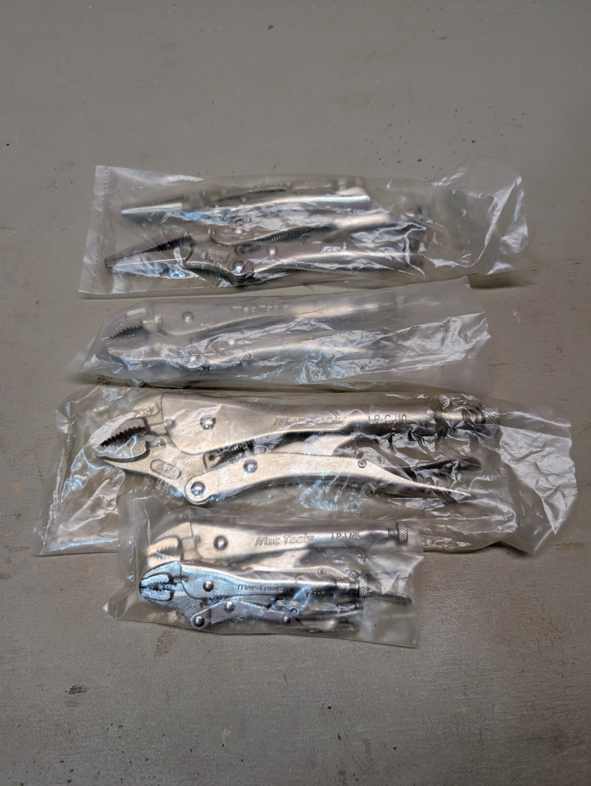 New Old Stock Mac Tools 5 Pc Locking Combination Vice Grip Pliers Set