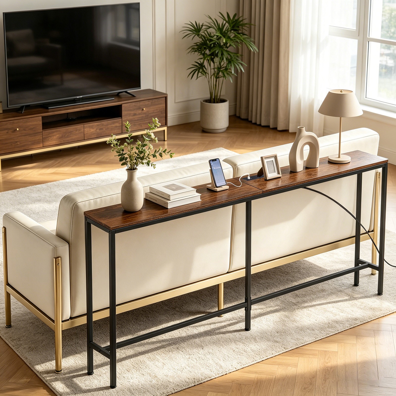 70.8" Narrow Console Table Long Sofa Table Behind Couch for Hallway Living Room