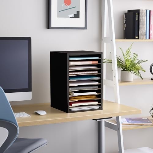 Products Vertical Desktop Sorter, 11 Compartment Black