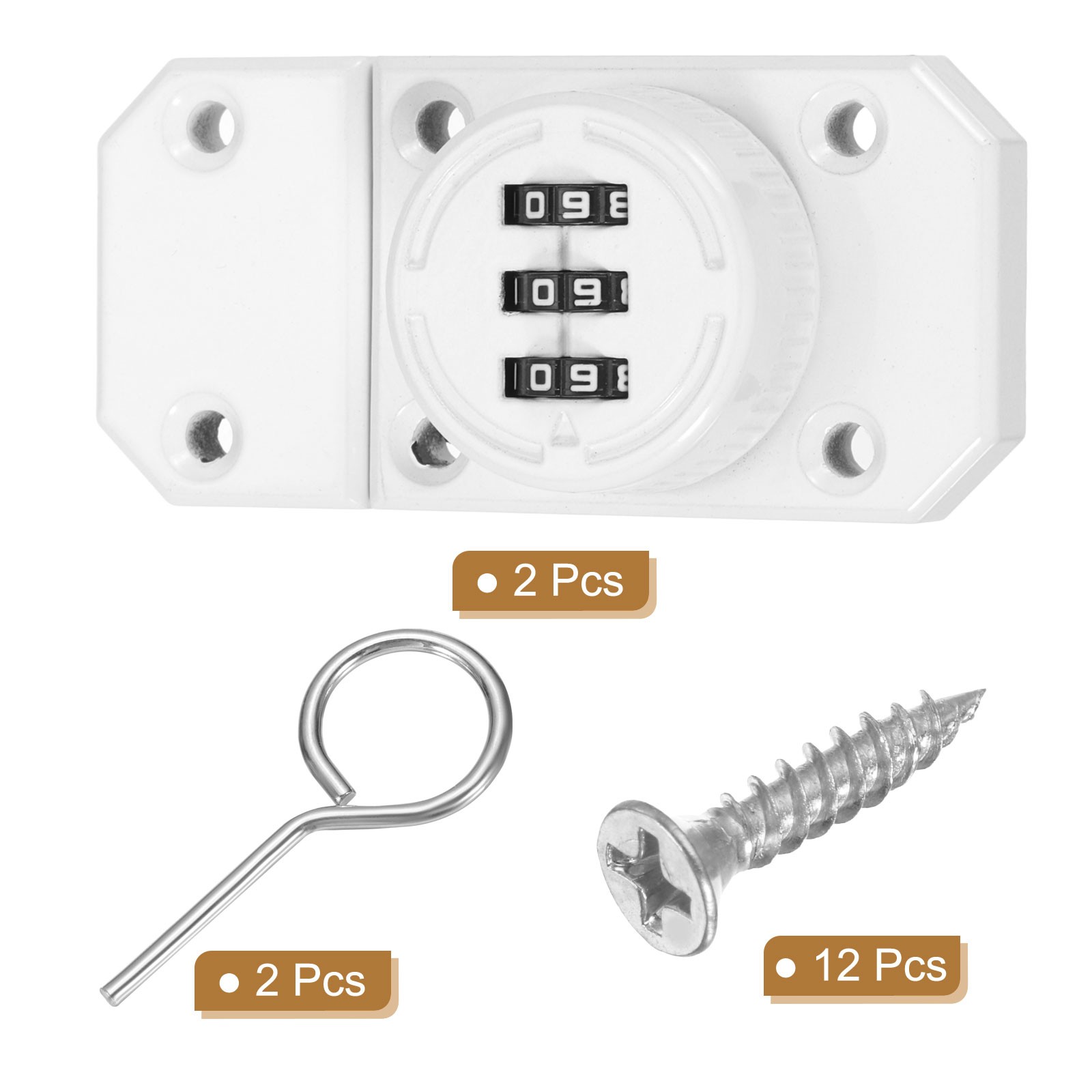 2 Pcs Combination Cabinet Latch Mechanical Keyless Password Lock White