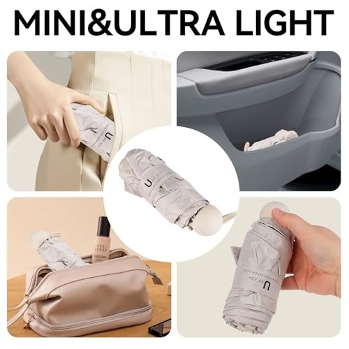 Mini Umbrella for Travel, Compact Folding Umbrella with Case, Lightweight